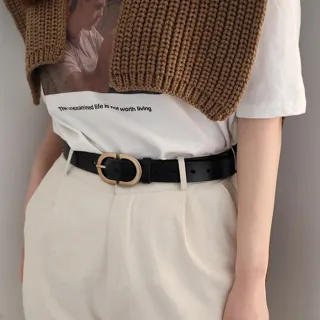 【LEEHER】女生/復古皮帶/韓國皮帶/針扣皮帶/真皮腰帶/頭層牛皮帶/女褲帶/金扣皮帶/寬皮帶