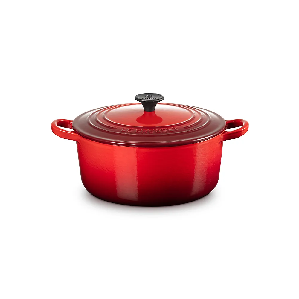 【Le Creuset】琺瑯鑄鐵鍋圓鍋22cm(櫻桃紅)