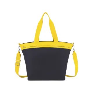 【Lesportsac】輕量材質 大型手提斜背兩用方形包(1153 海軍藍/亮橙撞色)