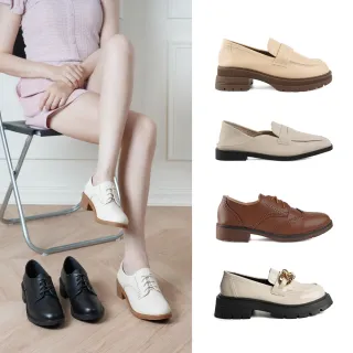 【SANDARU 山打努】厚底樂福鞋 雕花牛津鞋 低跟 學院風 復古百搭 可後踩 防磨腳(多款任選)