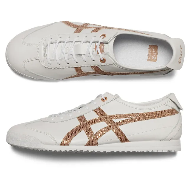 【Onitsuka Tiger】鬼塚虎 白底玫瑰金亮片虎爪紋 MEXICO 66 SD 休閒鞋 (1183C345-101)