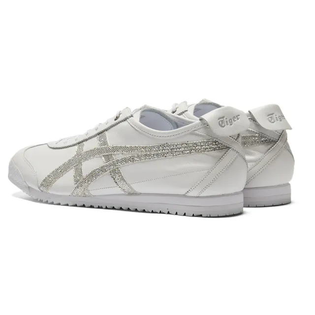 【Onitsuka Tiger】鬼塚虎 白底銀色亮片虎爪紋 MEXICO 66 SD 休閒鞋 (1183C345-100)