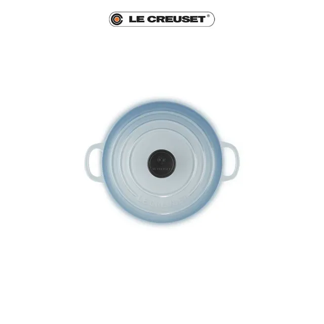 【Le Creuset】琺瑯鑄鐵鍋圓鍋18cm(海岸藍-電木頭-內鍋白)