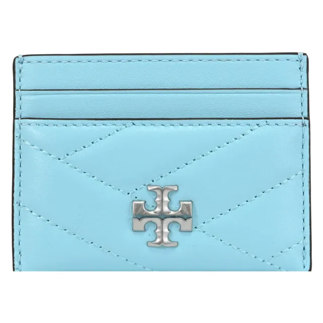 【TORY BURCH】金屬T字LOGO絎縫信用卡證件名片隨身卡(淺藍)