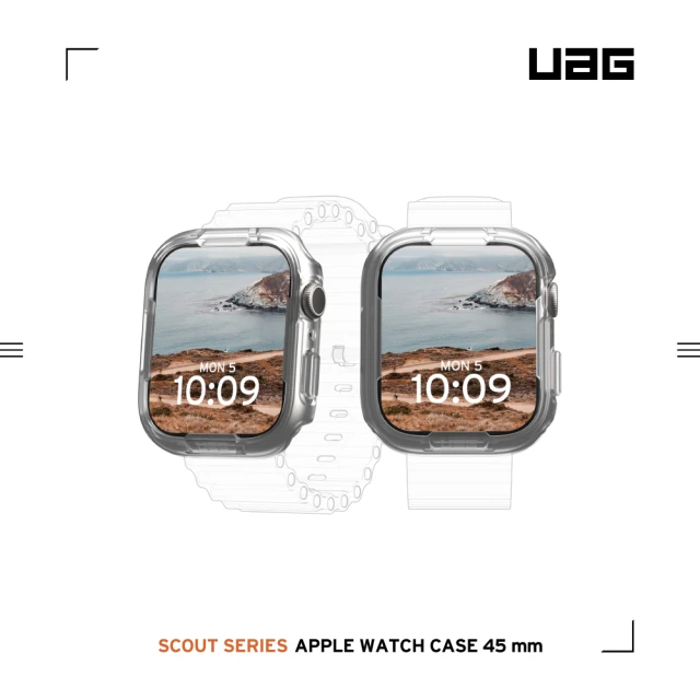 UAG Apple Watch 45mm 耐衝擊保護殼V2-透明(適用S7、S8、S9)