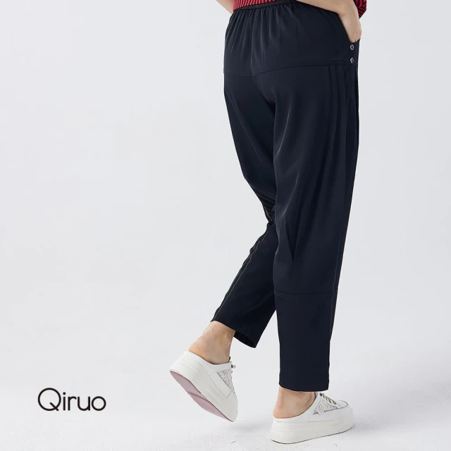 Qiruo 奇若名品 春夏專櫃時尚黑色褲子3067C 休閒褲(M-2XL)