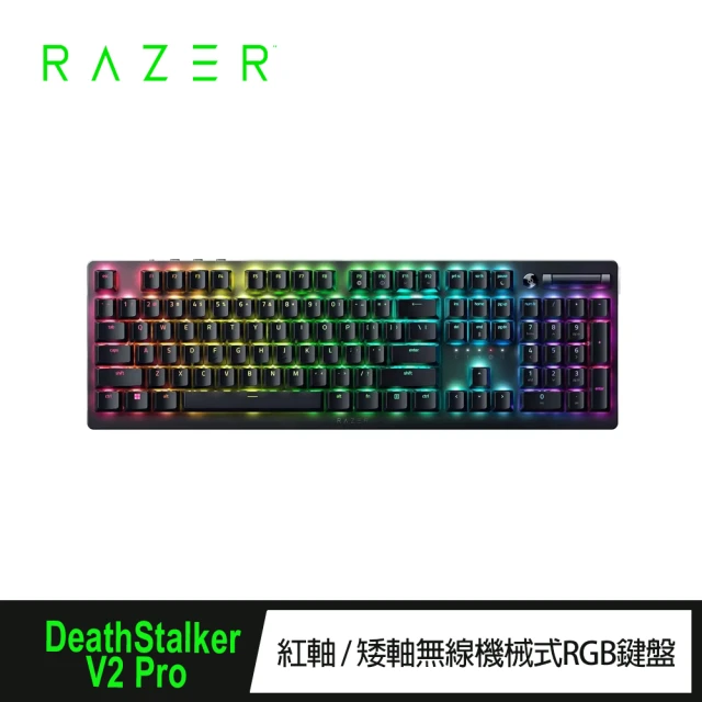 Razer 雷蛇 DeathStalker V2 Pro 噬魂金蝎 矮軸無線機械式RGB中文鍵盤(紅軸/RZ03-04361600-R3T1)