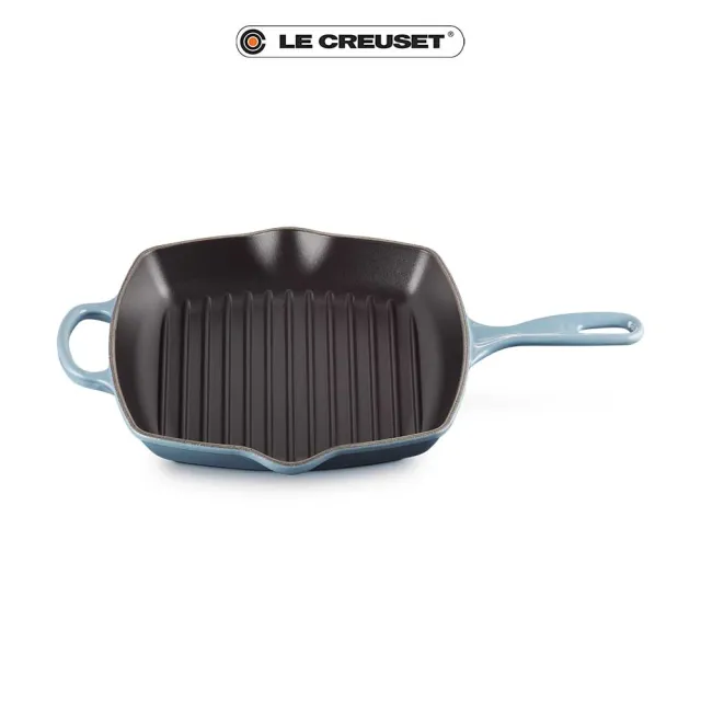 【Le Creuset】典藏琺瑯鑄鐵單耳單柄方烤盤26cm(藍色迷霧)