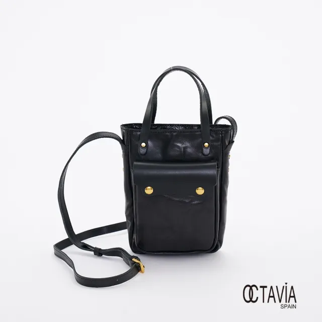 【OCTAVIA 8】雙11 OCTAVIA8 真皮- 精靈 油蠟牛皮手提肩斜三用隨身手機包 - 靈動黑(OCTAVIA 8 20
