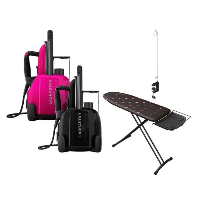 LAURASTAR LIFT PLUS 高壓蒸汽熨斗 水平吊掛兩用 瑞士原裝 1.1L水箱 30分鐘持續熨燙 黑色/桃紅 贈落地燙板到府教學