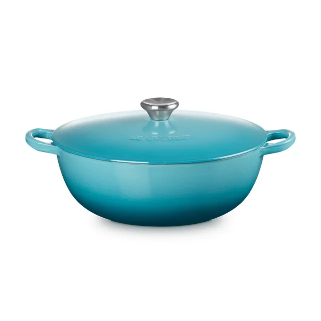 【Le Creuset】琺瑯鑄鐵媽咪鍋26cm(加勒比海藍/雪紡粉/海岸藍/水晶紫/藍鈴紫 多色選1)