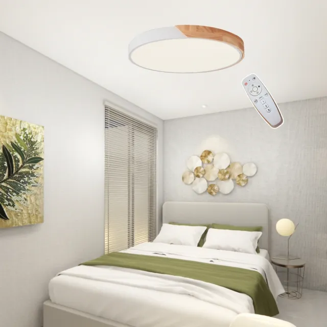 【光之饗宴】LED 50W木紋+白/調光-調色吸頂燈(附遙控器)