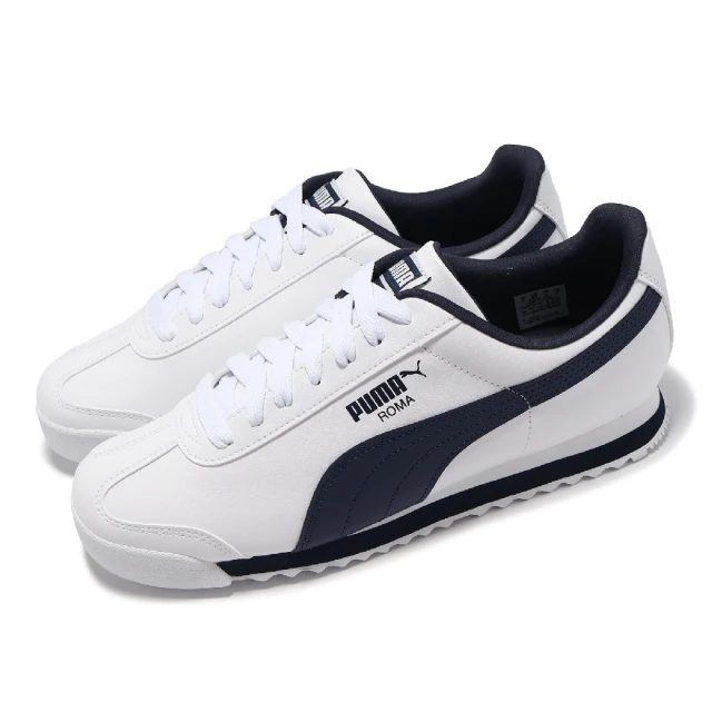 PUMA 休閒鞋 Roma Basic 男鞋 女鞋 白 藍 皮革 低筒 復古 情侶鞋(353572-12)