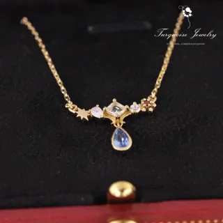 【Turquoise Jewelry】清新氣質仲夏夜之夢精緻鋯石S925銀鍍金細緻鎖骨項鍊(tqsm0012)