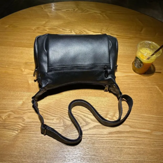 【巴黎精品】真牛皮側背包真皮包包單肩背包托特包手提包隨身女包包(多隔層斜背3色a1gb58)