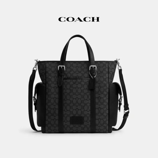 【COACH蔻馳官方直營】SPRINT經典Logo托特手袋-SV/木炭灰色/黑色(CR325)