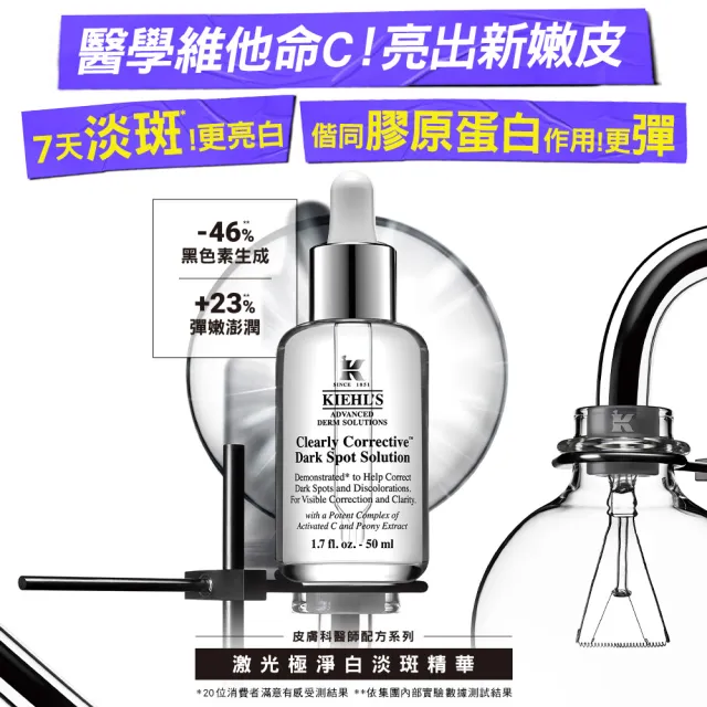 【契爾氏】官方直營 激光極淨白淡斑精華30ml組(Kiehl’s/精華液/保濕 透亮)