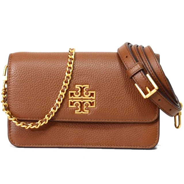 TORY BURCH 雙TLOGO翻蓋皮革斜背鍊包