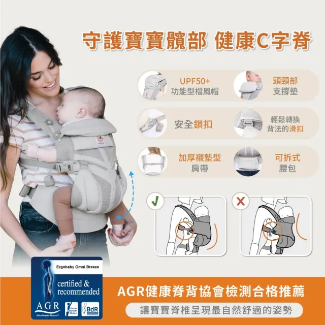 【Ergobaby總代理官方直營】Omni 360 全階段型四式背帶透氣款(嬰兒背巾 新生兒揹帶 嬰兒背袋)