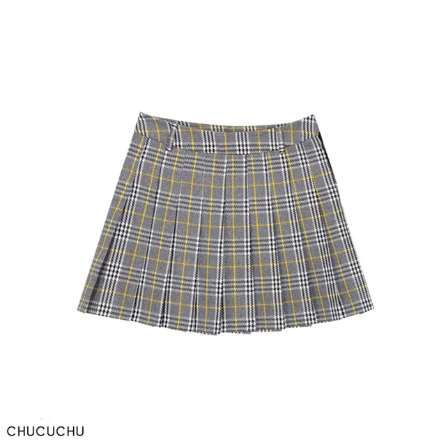 CHUCUCHUCHUCUCHU CHECK PLEATED SKIRT 女士 格紋百褶短裙(C23F-SK009W-BY)