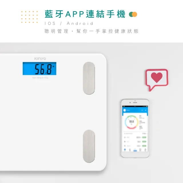 【KINYO】健康管理藍牙體重計 智能體重計 17項健康指數(DS-6589)