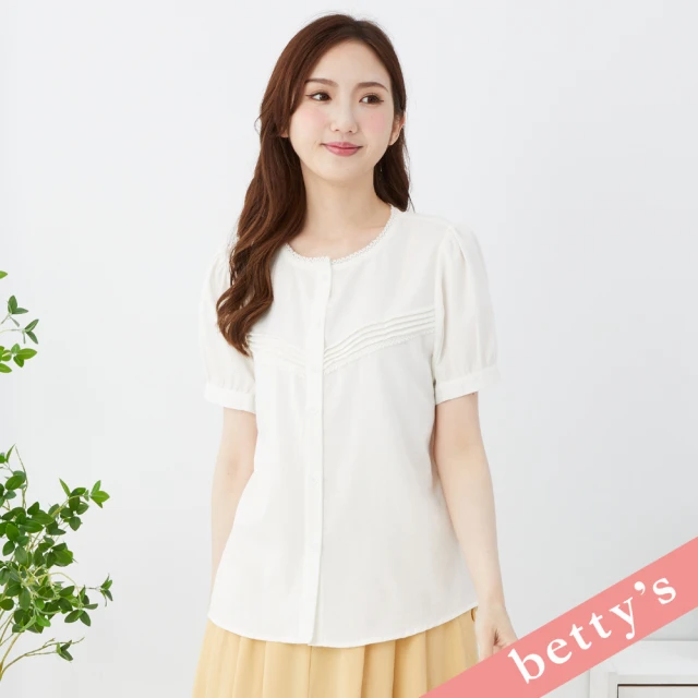 betty’s 貝蒂思 古錐蕾絲領壓褶澎袖襯衫(白色)