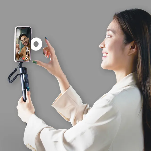【ADAM 亞果元素】SELFIE Pro 藍牙腳架磁吸自拍棒(自拍棒本體＆磁吸LED補光燈)