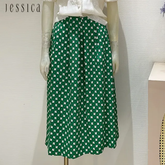 【JESSICA】百搭亮麗抽象印花寬鬆長裙G43102
