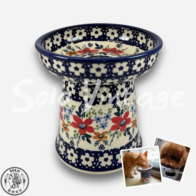 【SOLO 波蘭陶】波蘭製 Manufaktura 波蘭陶 14cm 寵物碗 高腳碗 貓咪/小型犬適用