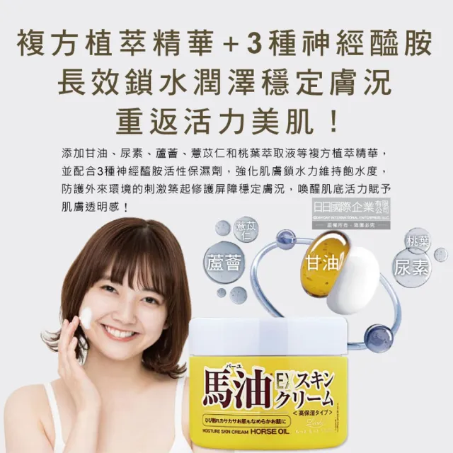 【日本LOSHI】高純度馬油EX加強版馬胎盤素緊緻修護全身保養高保濕乳霜100g/罐(潤膚面霜肌膚萬用護膚乳霜)
