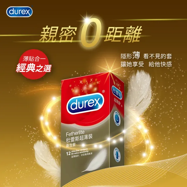 【Durex 杜蕾斯】超薄裝保險套4盒(共48入 保險套/保險套推薦/衛生套/安全套/避孕套/避孕)