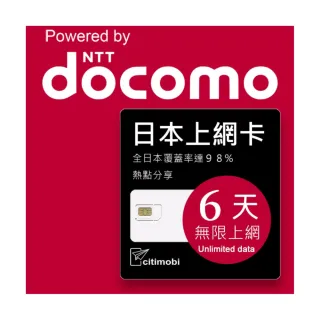 【citimobi】DOCOMO日本上網卡 - 6天吃到飽(不降速)