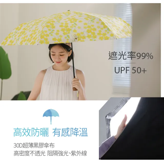 【rento】碳纖輕量黑膠晴雨傘-風鈴草(碳纖傘骨 日系傘 黑膠傘 防曬 降溫  抗UV)