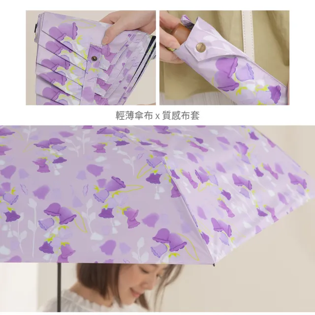 【rento】碳纖輕量黑膠晴雨傘-風鈴草(碳纖傘骨 日系傘 黑膠傘 防曬 降溫  抗UV)
