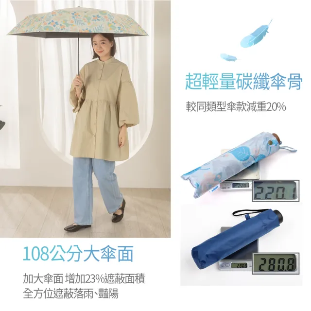 【rento】碳纖輕量黑膠晴雨傘-奈良小鹿(碳纖傘骨 日系傘 黑膠傘 防曬 降溫  抗UV)