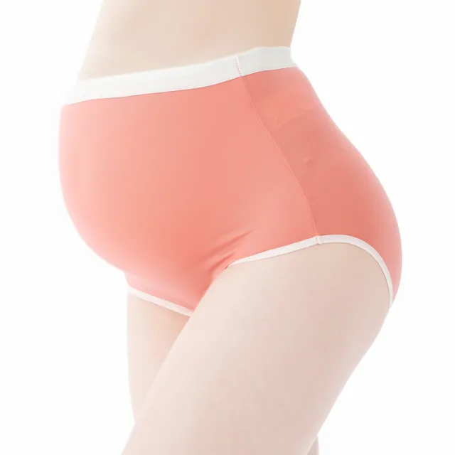 【Gennies 奇妮】哺乳內衣褲成套 休閒交叉款無鋼圈內衣 高腰內褲(孕婦內衣 可拆襯墊 孕婦內褲 桃 A94B54)