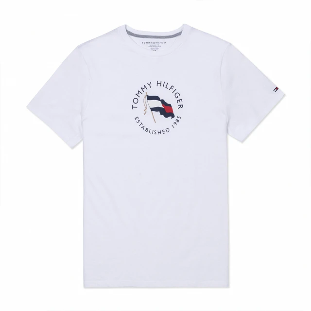 Tommy Hilfiger TOMMY 經典印刷大Logo旗圖案短袖T恤-白色(平輸品)