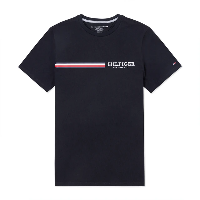 Tommy Hilfiger TOMMY 經典印刷大Logo圖案短袖T恤-黑色(平輸品)