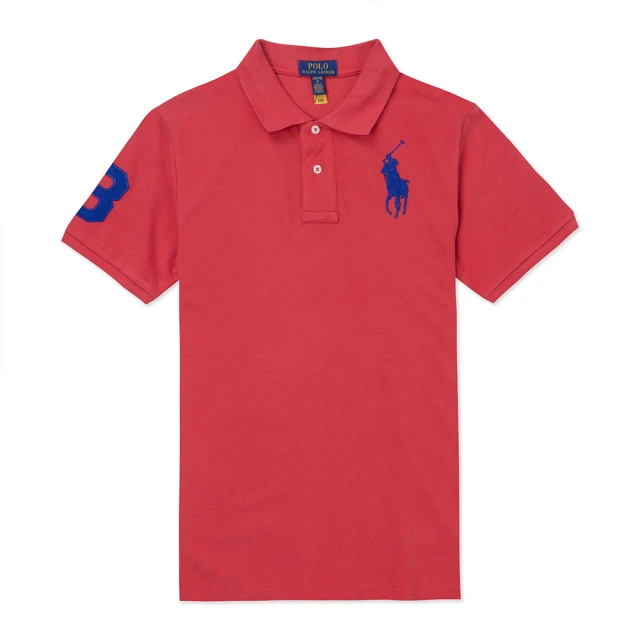 RALPH LAUREN RL POLO 經典刺繡大馬短袖Polo衫-青年款-玫瑰紅色(青年款/平輸品)