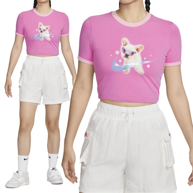 NIKE 耐吉 Nike AS NSW Tee SLIM CRP GCEL 女款 桃紅色 短版 法鬥 上衣 短袖 HM4621-675