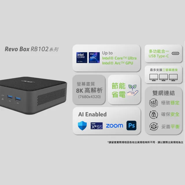 【Acer 宏碁】RB102 四核迷你電腦(RB102/N100/4G/128G SSD/W11P)