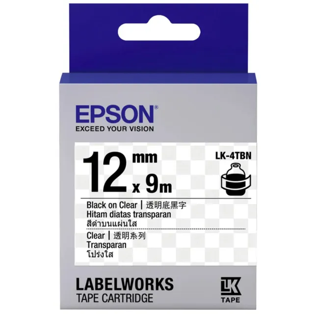 【EPSON】標籤帶 透明底系列 6mm/9mm/12mm(金字/黑字)