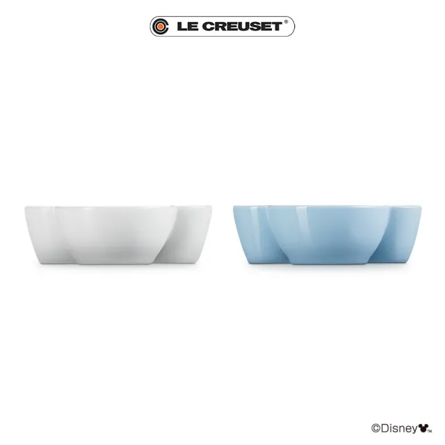 【Le Creuset】迪士尼米奇系列 瓷器迷你醬料碟2入組170ml(棉花白/海岸藍)