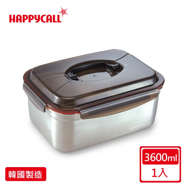 HAPPYCALL 韓國製厚質304不鏽鋼手提保鮮盒3.6L(單把手耐重5.5公斤)