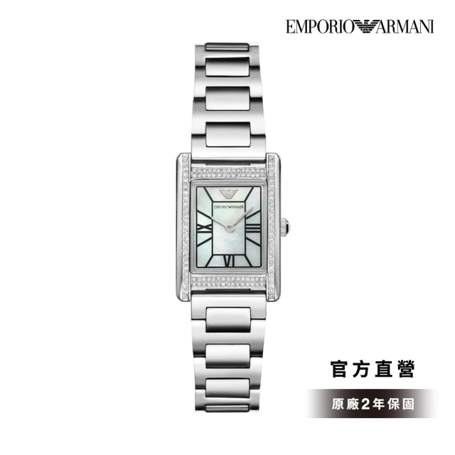 EMPORIO ARMANI 官方直營 Genni 永恆榮耀環鑽女錶 銀色不鏽鋼鍊帶手錶 32MM AR11625