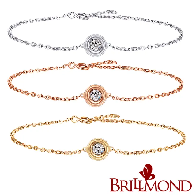 【BRILLMOND】天然鑽石手鍊 10分 18K金 飛碟三色選(預購)