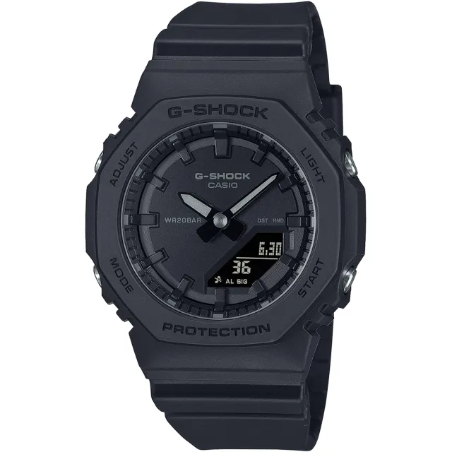 【CASIO 卡西歐】G-SHOCK WOMEN 八角防護構造雙顯錶 雙11 送禮(GMA-P2100BB-1A/速)