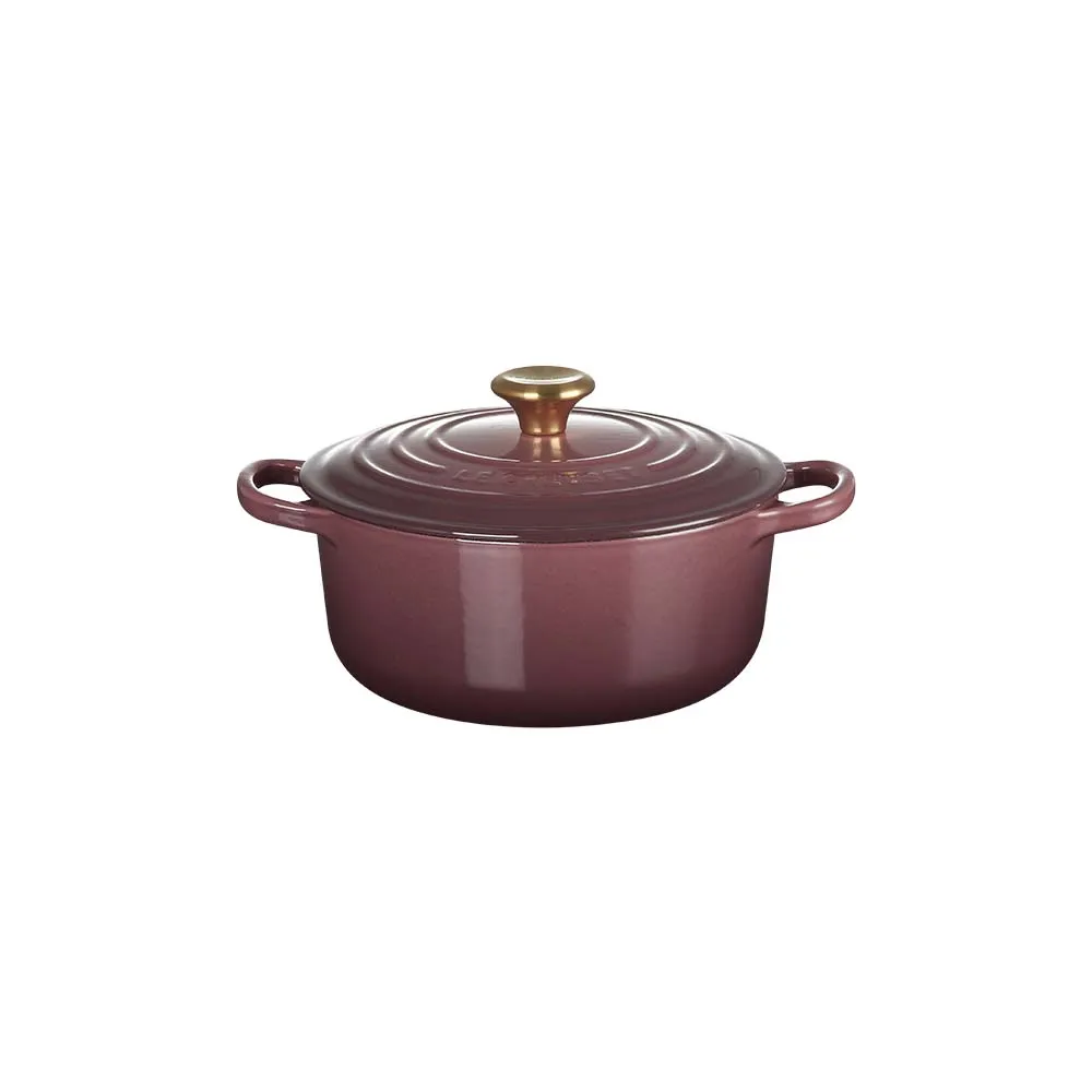 【Le Creuset】典藏琺瑯鑄鐵鍋圓鍋 20 cm(無花果-金頭)