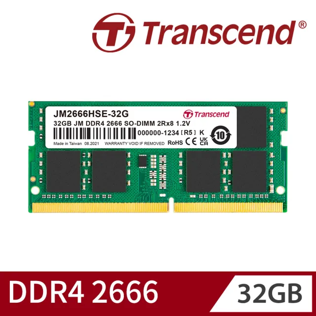 Transcend 創見】JetRam DDR4 2666 32GB 筆記型記憶體(JM2666HSE-32G