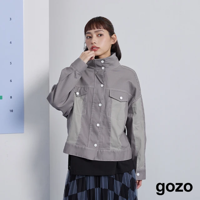 gozo 雙色拼接仿牛仔工裝外套(兩色)